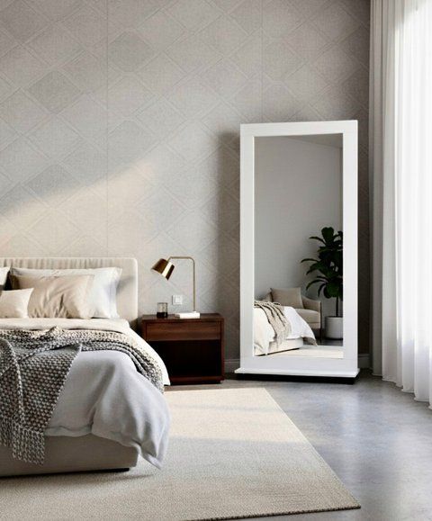 Підлогове дзеркало на колесах в білій рамі 180*80 pk_180_80_w фото
